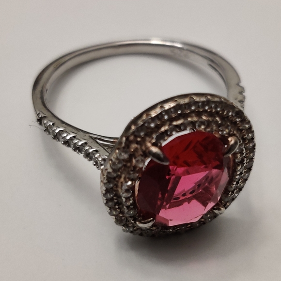 Stunning Ruby and CZ Sterling Silver Ring - Picture 8 of 16
